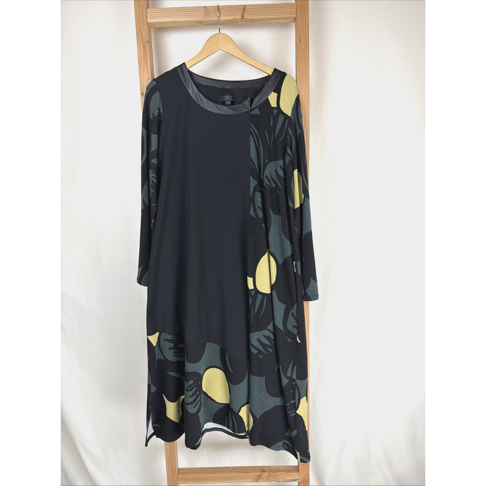 NWT Luukaa "Joy" Black Multi-Color Pattern Maxi Dress #0697 Size XXL